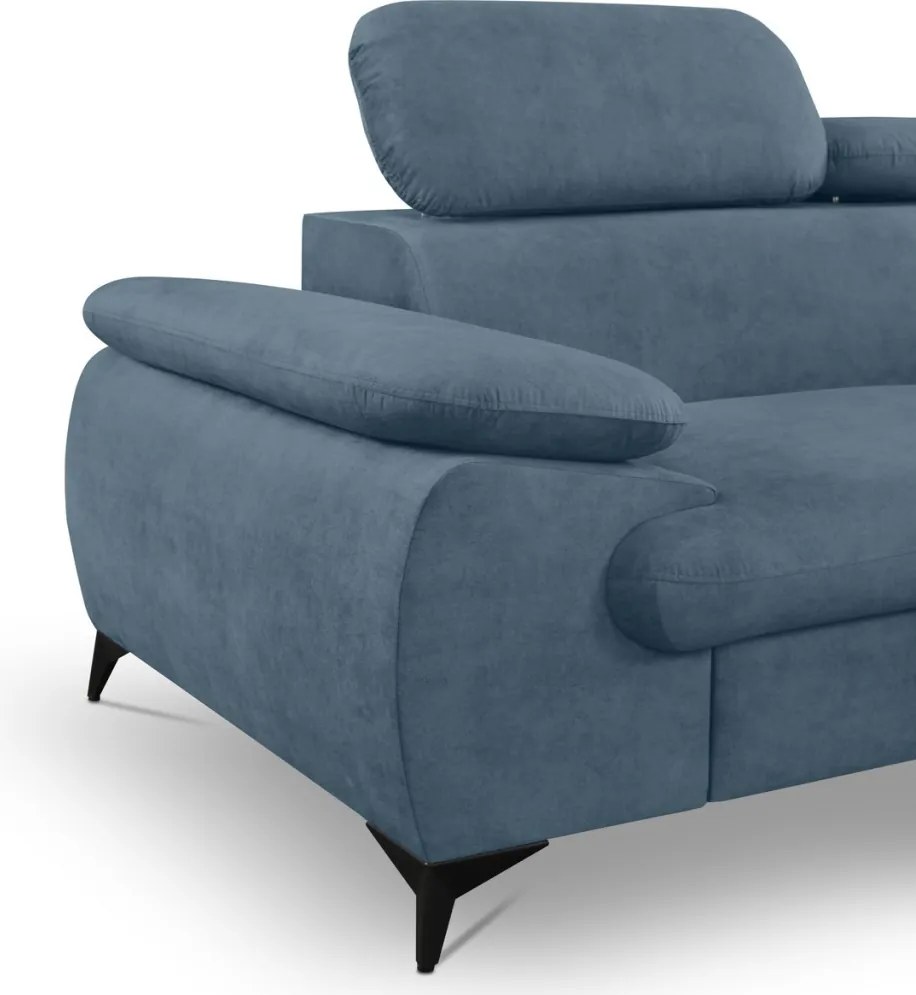 Rohová sedacia súprava Scala, denimovo modrá látka, pravý roh