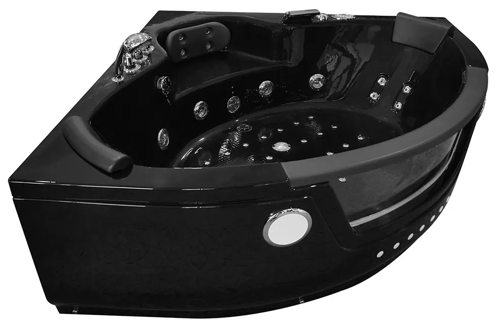 M-SPA - Čierna kúpeľňová vaňa SPA TURBO s hydromasážou 152 x 152 x 56 cm