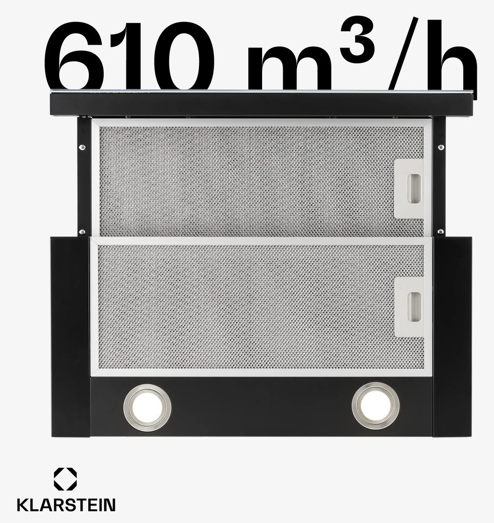 Klarstein Vinea, digestor, 60 cm, vstavaný, 610 m³/h, plochá konštrukcia, čierny