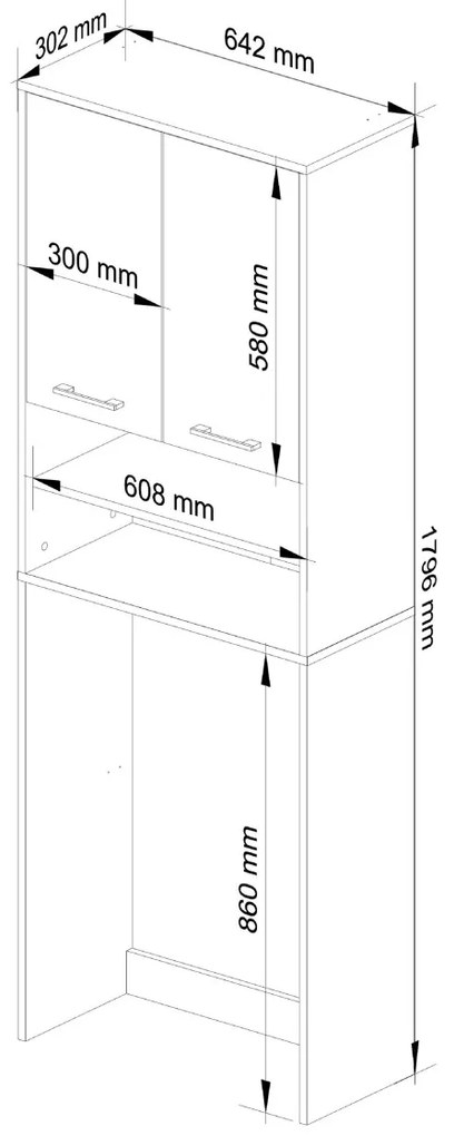 Kúpeľňová skrinka nad práčkou Fin wenge/biela