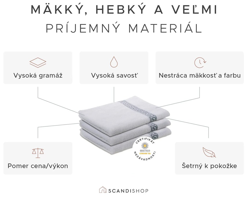 Uterák GREEK 50 x 90 cm čierny, 100% bavlna