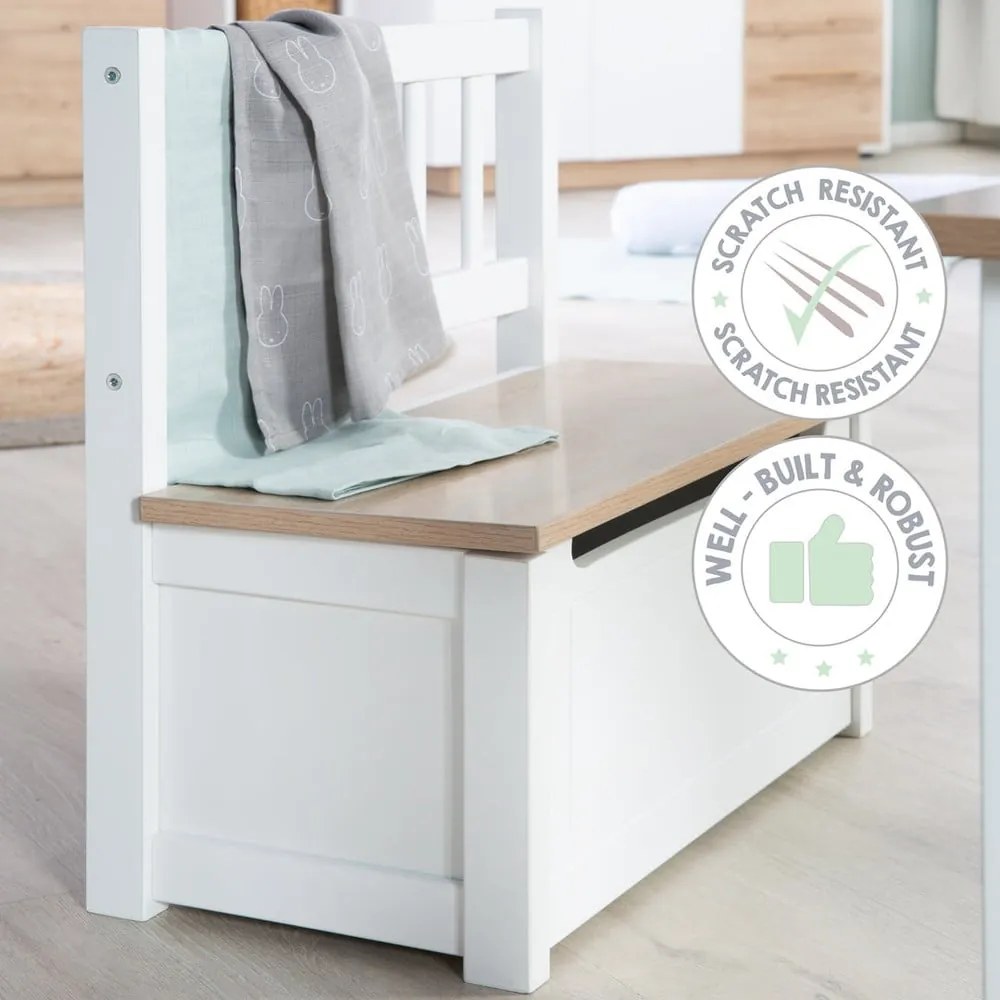 Biela detská lavica Woody – Roba