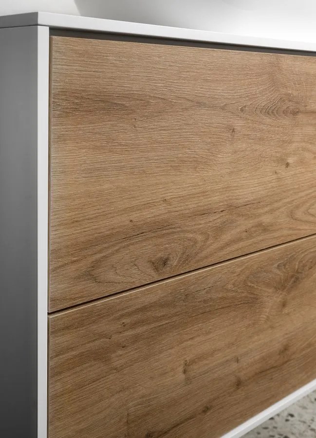 Aqualine Aqualine, ZANYA umývadlová skrinka 60x50x46cm, biela mat/dub emporio, ZA260