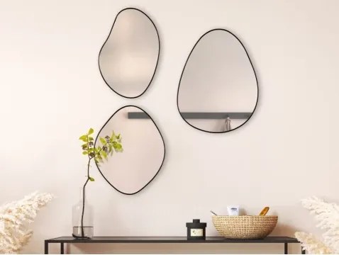 Set nástěnných zrcadel (3 ks) Viola, čierne%