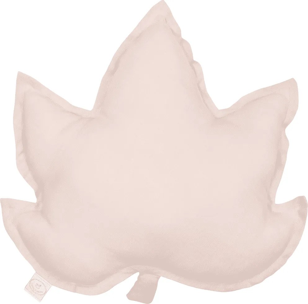 Ľanový vankúš javorový list púdrovo ružová 43x43 cm