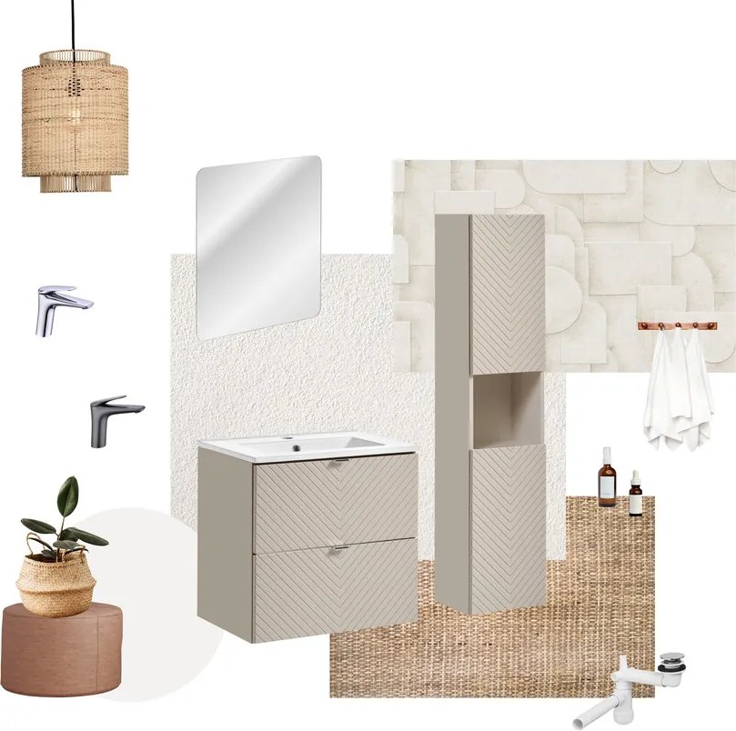 Závesná skrinka pod umývadlo Viva Cashmere s doskou 80 cm kašmír/biela