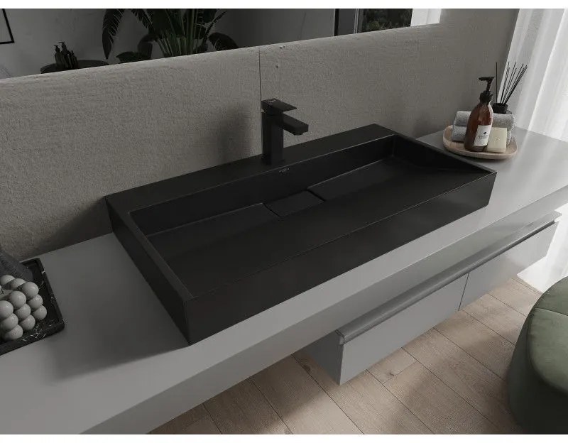 Mexen Ava, umývadlo na dosku z konglomerátu 1/O 90 x 46 cm, čierna matná, 23018071