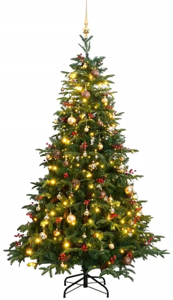 Umelý výklopný vianočný stromček 300 LED a sada gúľ 210 cm 3210481