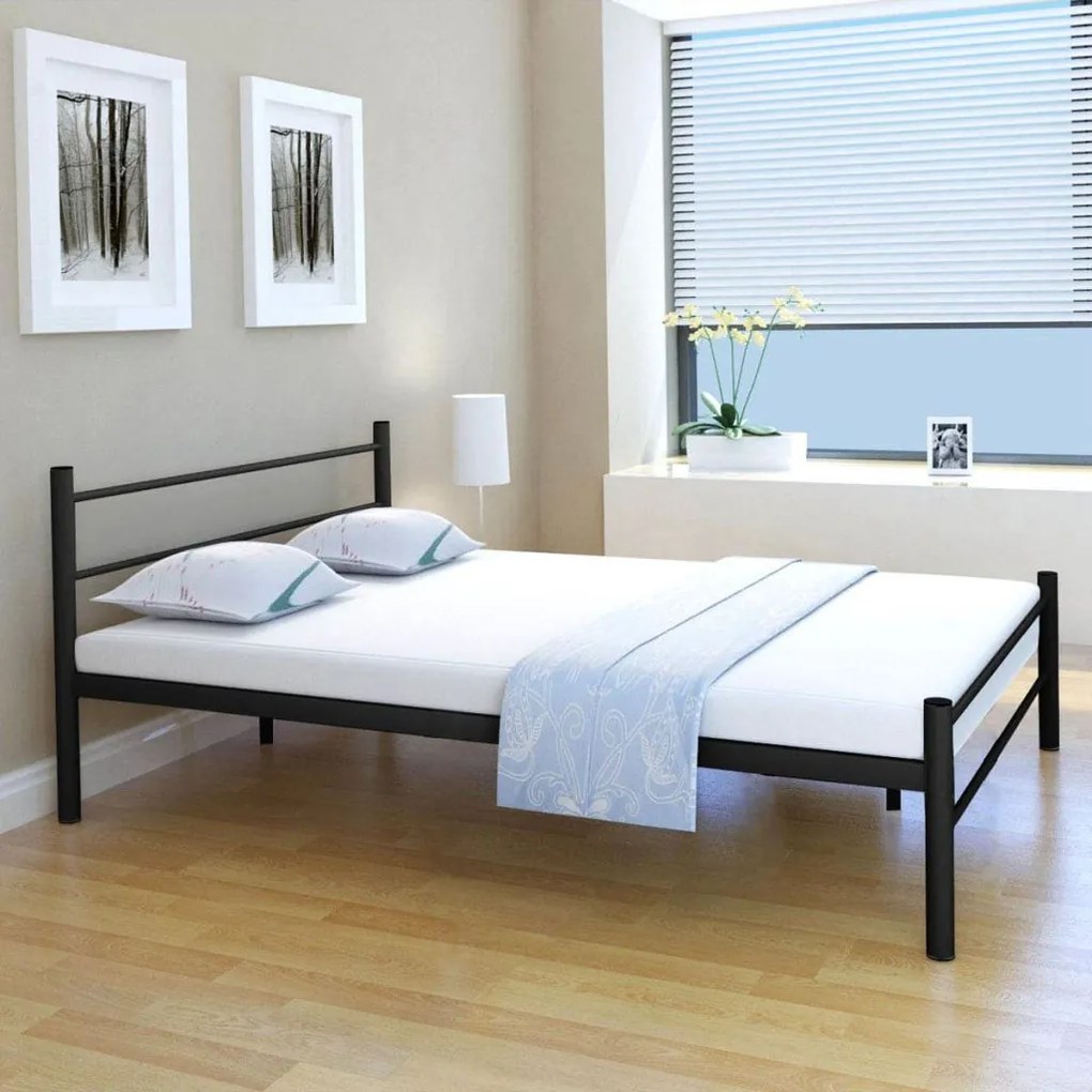 244060 Edco Kovový rám postele, čierny, 140x200 cm