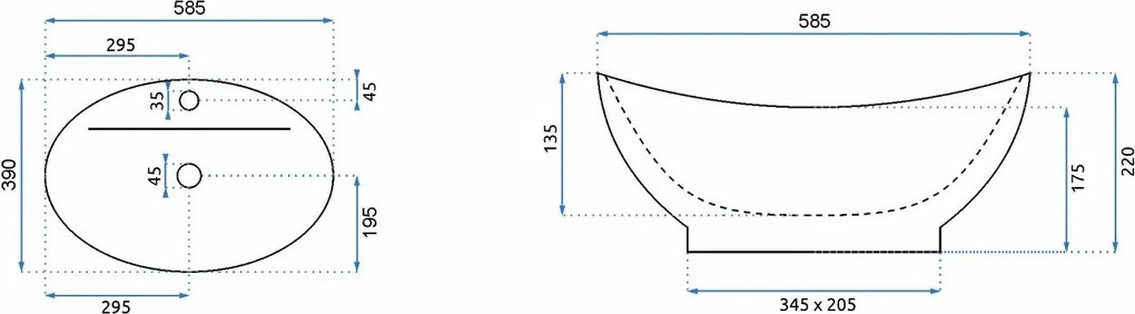 Rea Cindy umývadlo, 59x40 cm, biela, REA-U0155