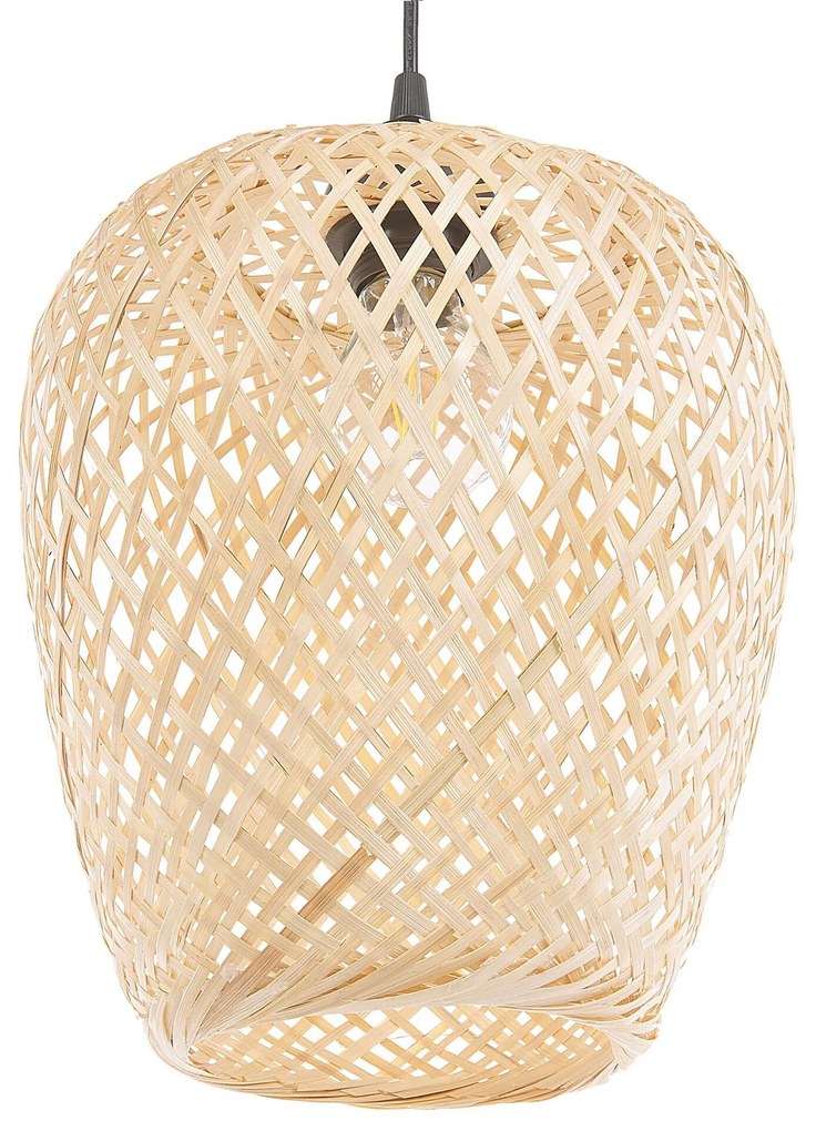Bambusová závesná lampa svetlé drevo BOMU Beliani