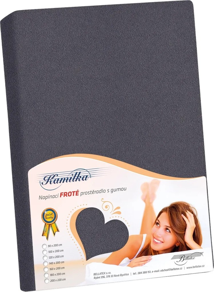 Bellatex Froté prestieradlo Kamilka grafitová, 200 x 220 cm