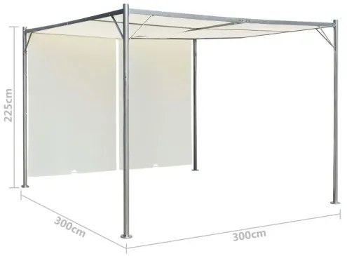 vidaXL Pergola s nastaviteľnou strechou krémovo-biela 3x3 m oceľová-