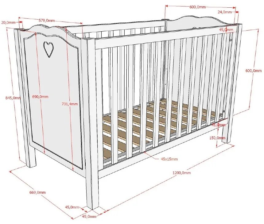 Biela postieľka z borovicového dreva 60x120 cm Amori – Vipack