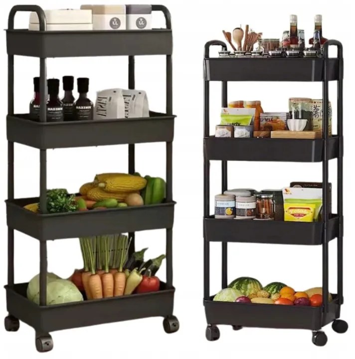 Regál na kolieskach POZIO 37x22x95 cm čierny