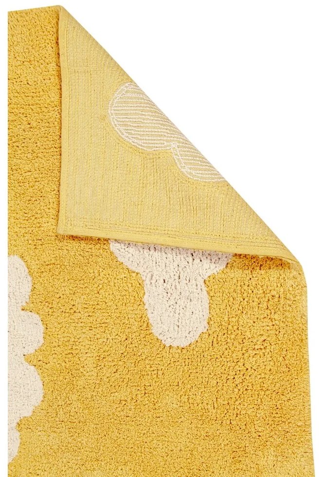 Prateľný ručne tkaný bavlnený detský koberec v horčicovej farbe 120x160 cm Clouds Mustard – Lorena Canals