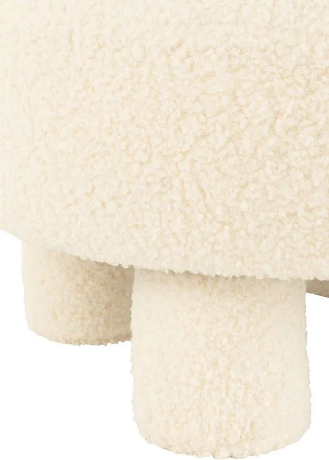 Biela okrúhla stolička s opierkou Teddy Bouclé White - Ø 52*49 cm