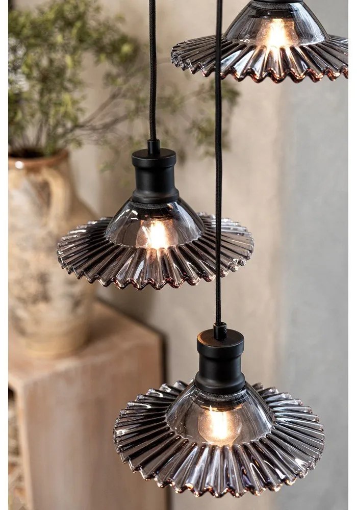 Čierne závesné svietidlo so skleneným tienidlom ø 22 cm Novia – Markslöjd