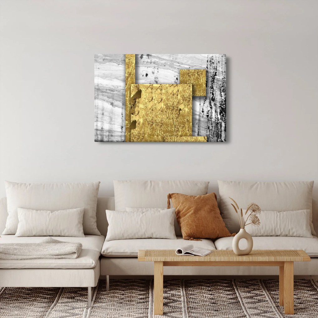 Obraz - Zlaté štvorce N⁰1 (90x60 cm)
