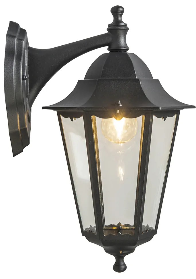 Klasická vonkajšia nástenná lampa čierna IP44 - New Orleans down