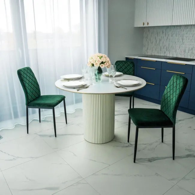 Jedálenská stolička MAVERIK zamatová, tmavozelená