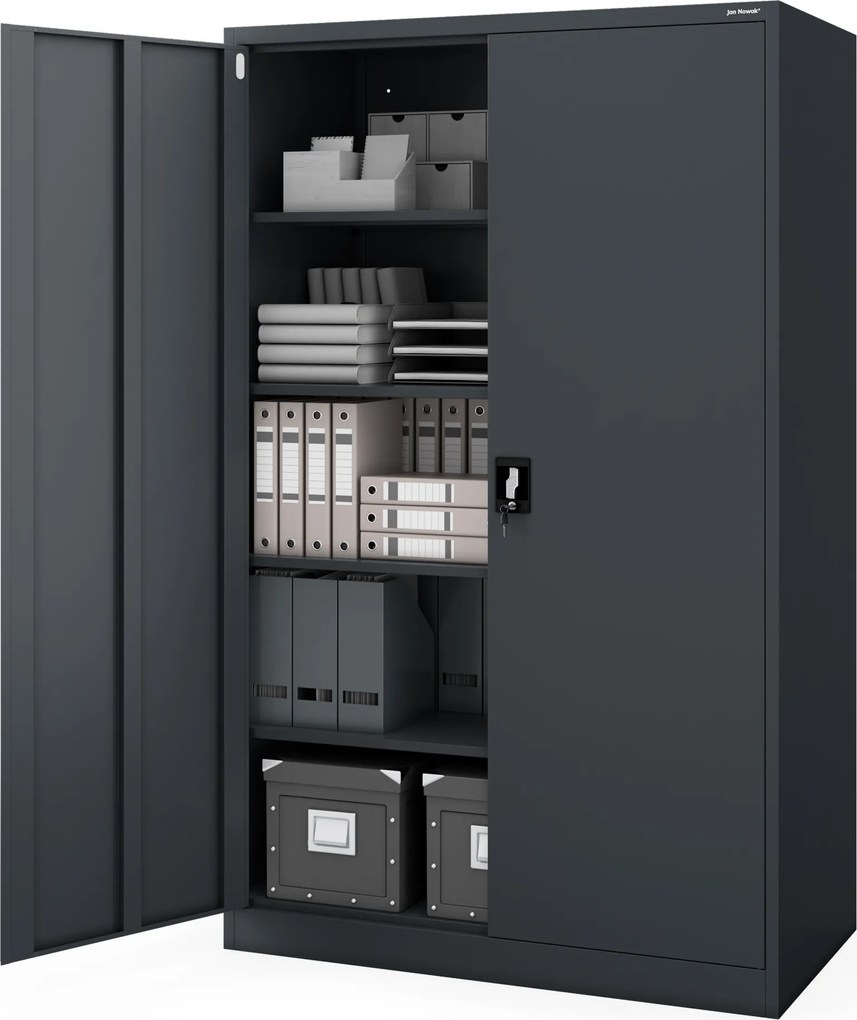 Kovová kancelárska skriňa antracitová JAN II D600 1150 x 1850 x 600 mm