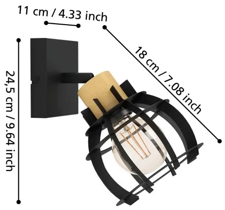 Eglo 43926 - Nástenné bodové svietidlo STILLINGTON 1xE27/40W/230V