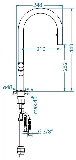 ALVEUS 1150908 - Drezová batéria s vyťahovacou sprškou SWAN 44,9 cm čierna