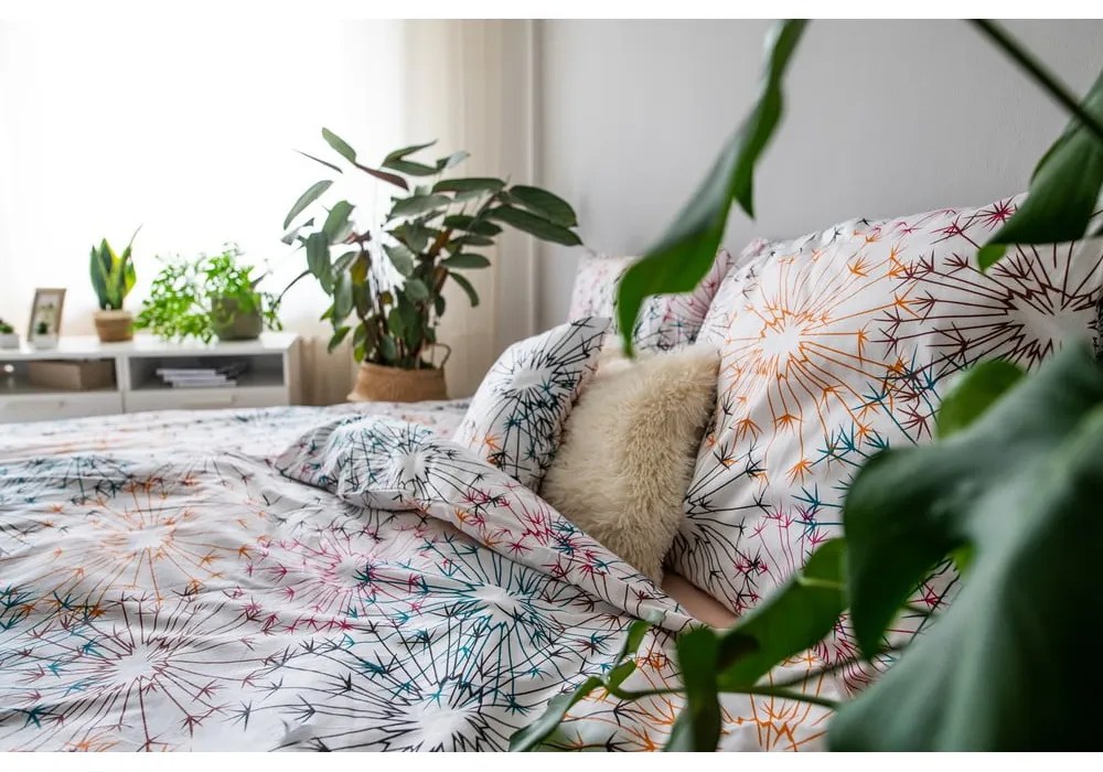 Biele bavlnené obliečky na jednolôžko 140x200 cm LP Dita Tarassaco – Cotton House