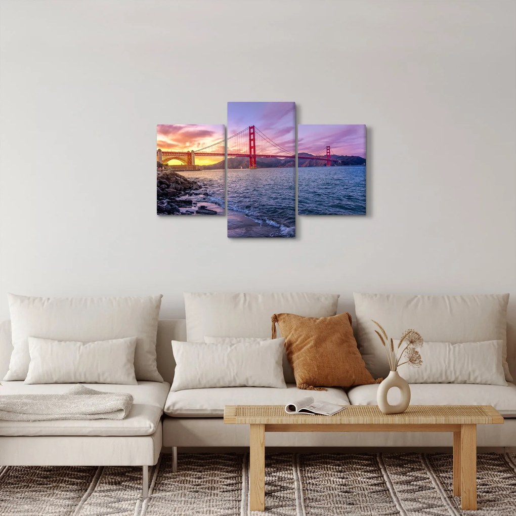 Obraz mosta pri západe slnka (90x60 cm)