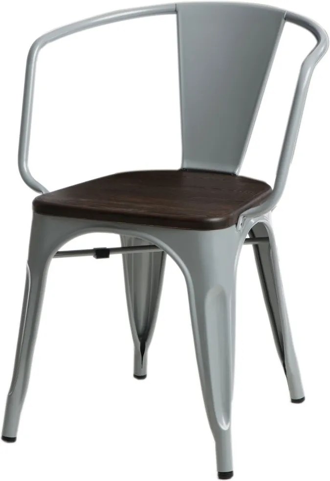 Stolička Paris s područkami, drevený sedák kartáčovaná borovica Farba Sivá