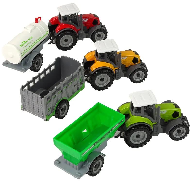 Lean Toys Súprava traktorov s prívesmi - 3 farby