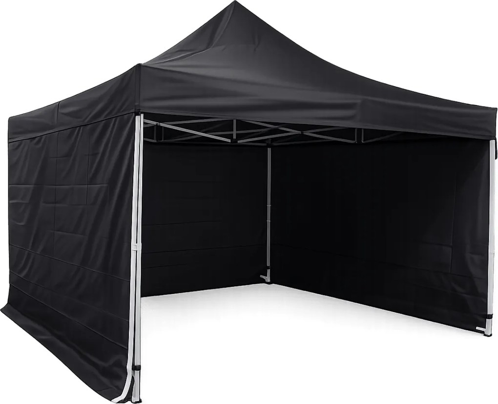 Rozkladací stan 4x4m - hliníkový hexagon profi, Čierna