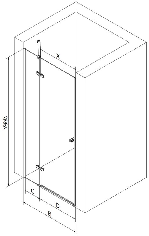 Mexen Roma, sprchové dvere do otvoru 115 x 190 cm, 6mm číre sklo, chrómový profil, 854-115-000-01-00