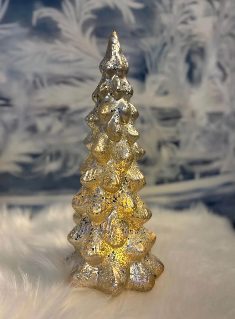 Biely svietiaci vianočný stromček sklenený 30cm