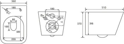 Závesný set GEBERIT Duofix Basic+ WC misa Erga Mery+ 51x36 cm + WC sedadlo, čierna, GEBERIT-MERY-TO2-BK-SET