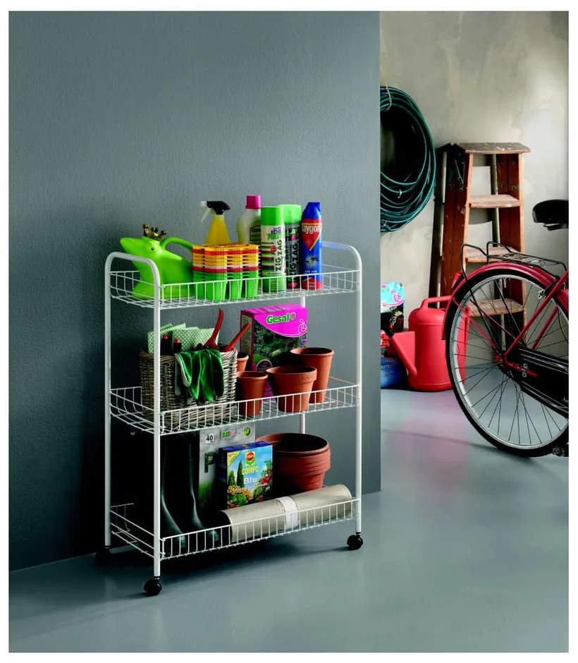 Trojposchodový pojazdný stojan do kúpeľne Metaltex Laundry, 31 × 84 cm