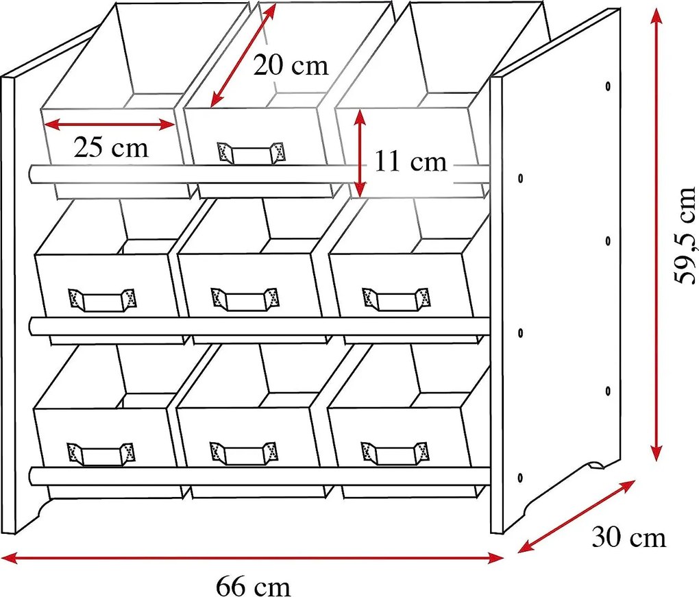Kesper 2. akosť - Detský regál, organizér na hračky s 9 úložnými boxmi, modro-zelený