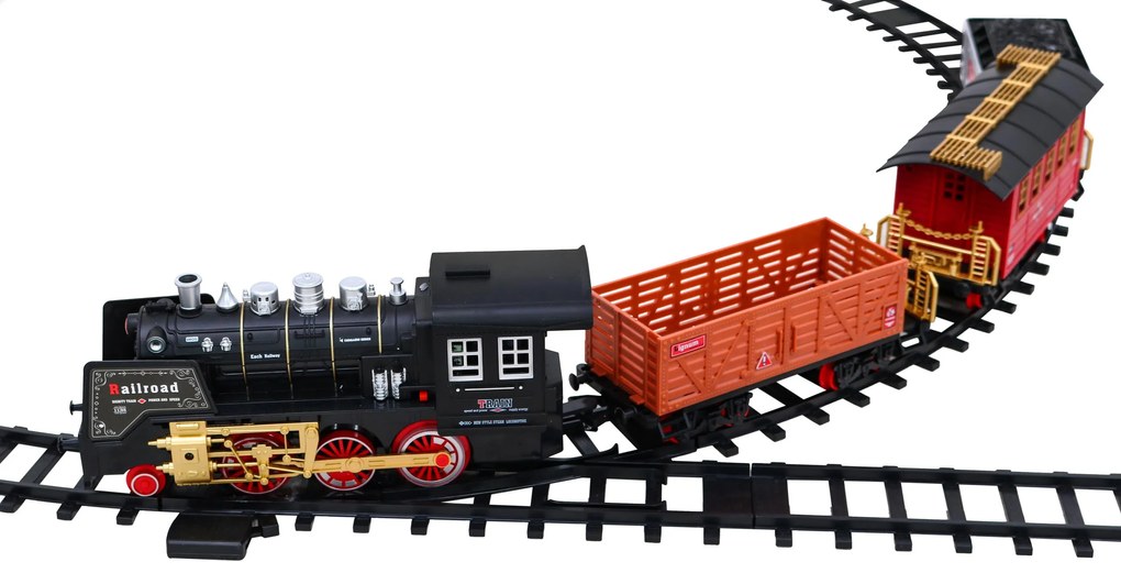 Diaľkovo ovládaný vláčik s dráhami pre deti 3+ funkcia dymu ZKT.19039-8