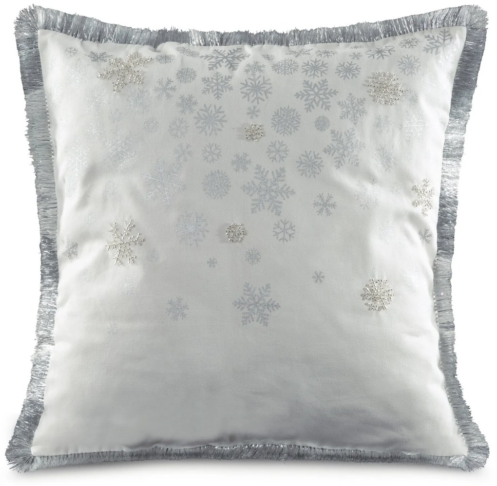 VIANOČNÁ DEKORAČNÁ OBLIEČKA NA VANKÚŠ HOLLY 45X45 CM BIELA