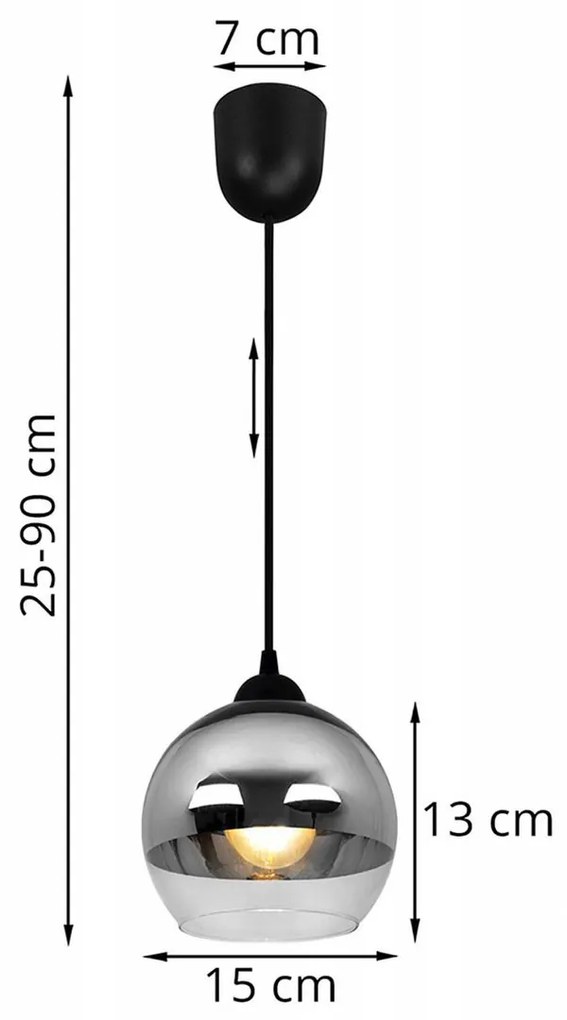 Závesné svietidlo Bergen, 1x chrómové/transparentné sklenené tienidlo (fi 15cm), lp