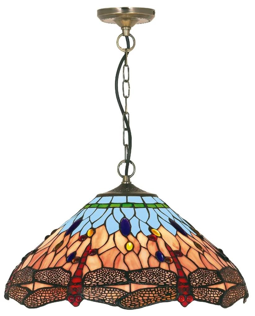 Závesná lampa Dragonfly v štýle Tiffany