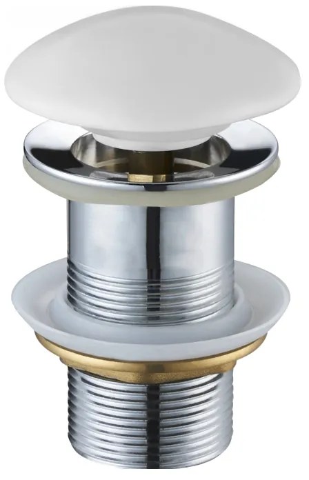 Mexen uzatvárateľná guľatá umývadlová odtoková zátka typu ClickClack, bez prepadu, biela matná keramická, 79910-01