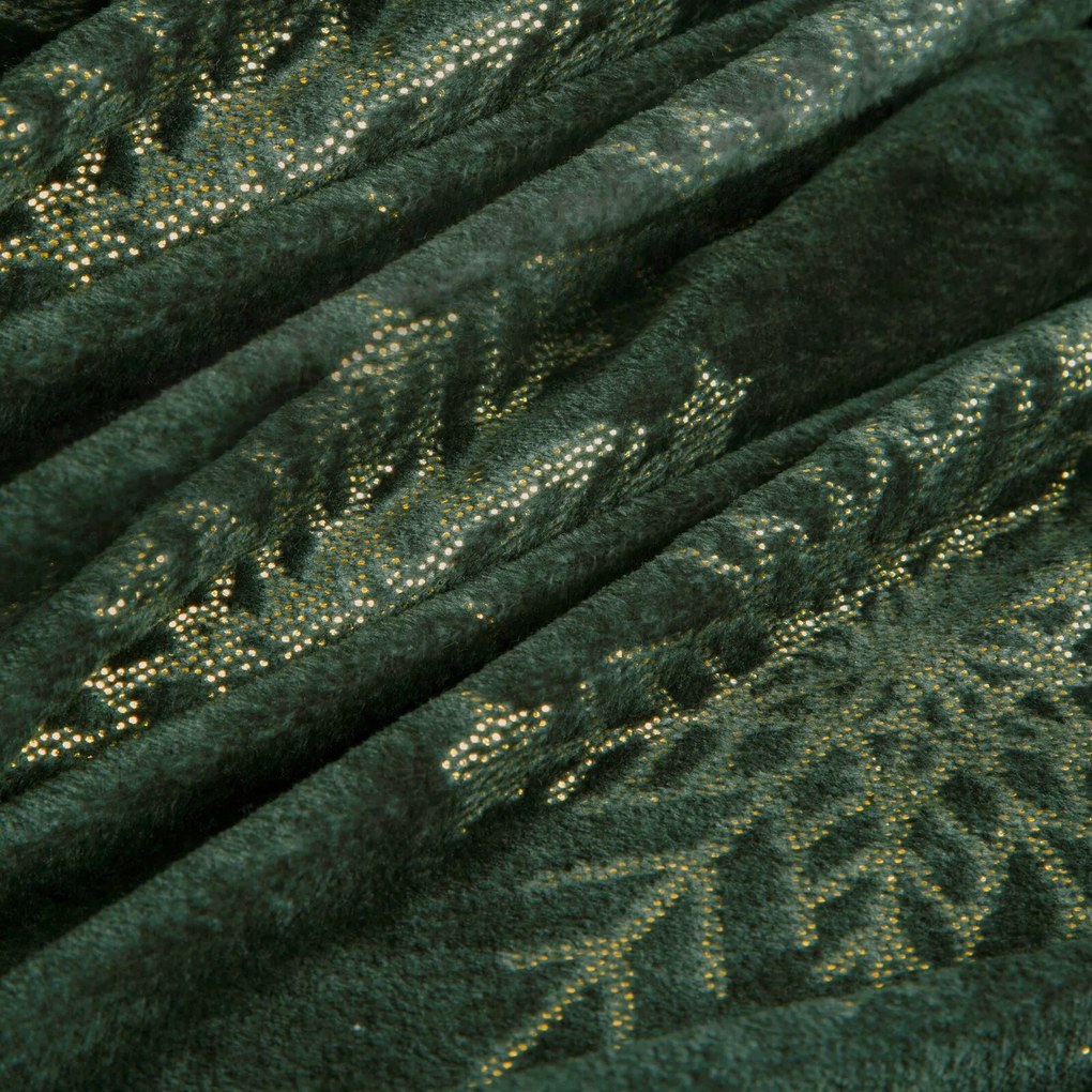 EUROFIRANY VIANOČNÁ FLANELOVÁ DEKA SNOW GOLD 150X200 CM VZOROVANÁ
