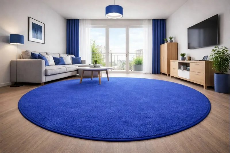 Vopi, Kusový koberec Eton modrý 82 kruh, 160x160 (priemer) kruh, modrá, kuchyňa