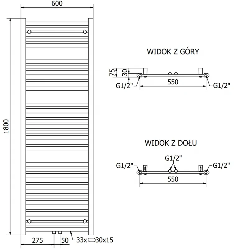 Mexen Hades, elektrické vykurovacie teleso 1800 x 600 mm, 900 W, čierna, W104-1800-600-2900-70