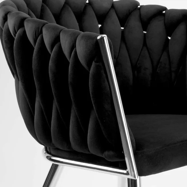 Jedálenská stolička COFTON zamatová, strieborná / čierna