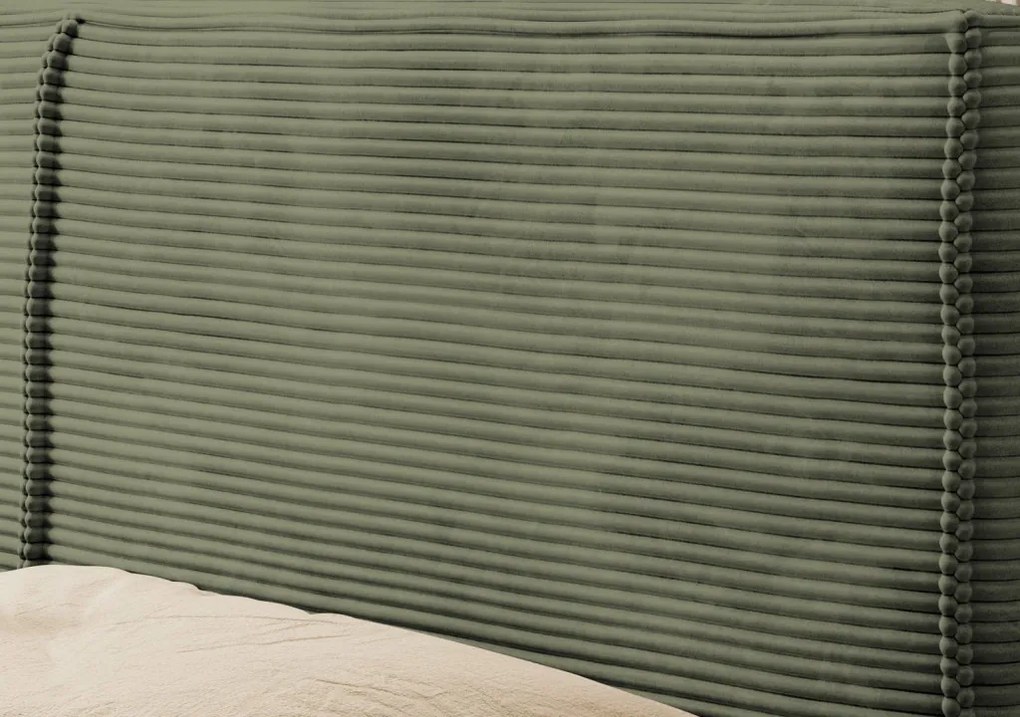 Posteľ Inez 180x200 cm, olivovo zelená štruktúrovaná látka