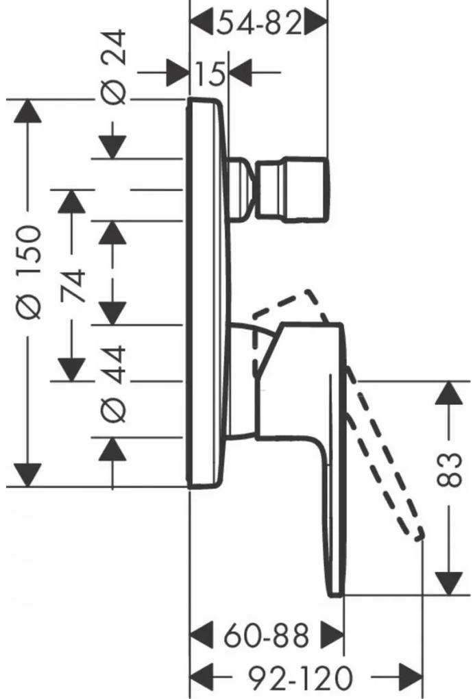 Hansgrohe Vernis Blend - Páková vaňová batéria pod omietku, so zabudovateľnou bezpečnostnou kombináciou podľa EN1717, čierna matná 71467670