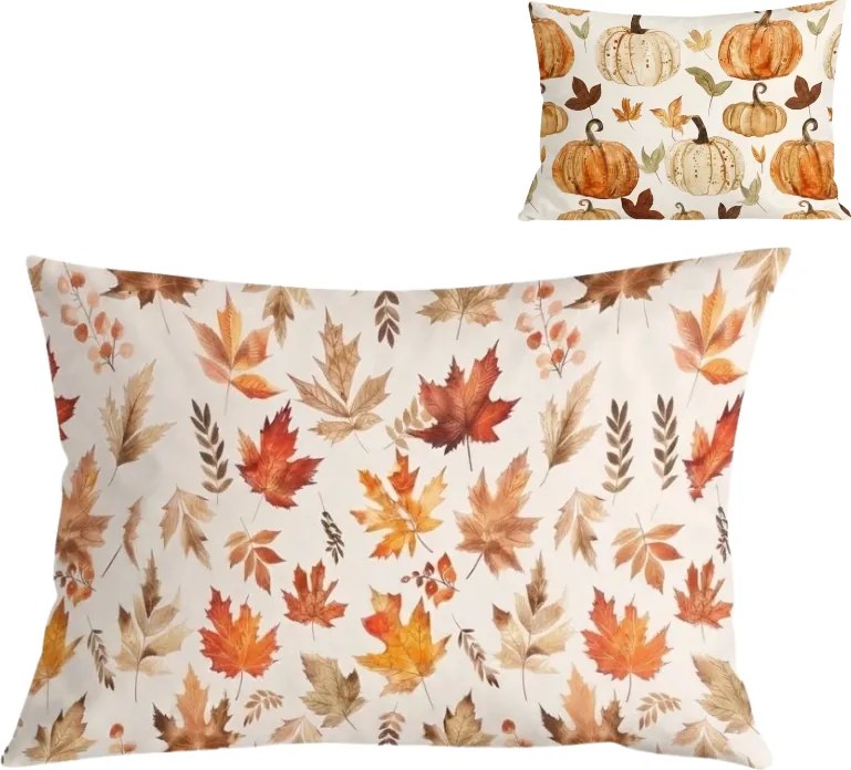 Flanelová obliečka na vankúš LEAVES & PUMPKINS 50x70 cm, farebný